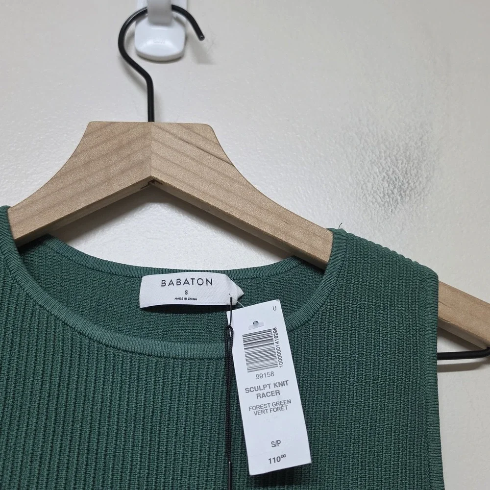 Aritzia Babaton Size‎ S Sculpt Knit Racer Mini Dress Forest Green Bodycon NWT